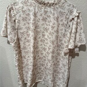 Floral Print Cream Women's Top